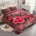 thumbnail image 2 of NC Plush Fleece Blanket For Bed,Lightweight Soft Burgundy Pink Floral Blanket,Queen 75"x91", 2 of 6