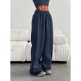 thumbnail image 6 of Women's Elastic Waist Straight Leg Pants with Side Pockets - Loose Fit, Solid Color Bottoms for Casual Wear, 6 of 6