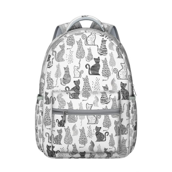 Trendy Cat Themed Backpack for Women & Teens - Waterproof School Bag for Work & Travel - Lightweight Laptop Backpack with Organizer Pockets - Adorable Floral Cat Design