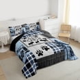 thumbnail image 3 of Homewish Western Wildlife Reindeer Bedding Comforter Set, Blue Grey Plaid Twin Comforter Sets, Retro Rustic Cabin Reversible Bedding Set, Lightweight Room Decor, 2-Piece, 3 of 8