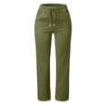 thumbnail image 3 of Pants For Women Fashion Solid Color Cotton Elastic Long Pants Beach Leisure Trousers Women's Pants, 3 of 7