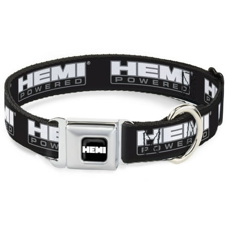 Hemi Pet Collar Dog Collar Metal Seatbelt Buckle Hemi Powered Logo Black Gray White 9.5 to 13 Inches 1.0 Inch Wide