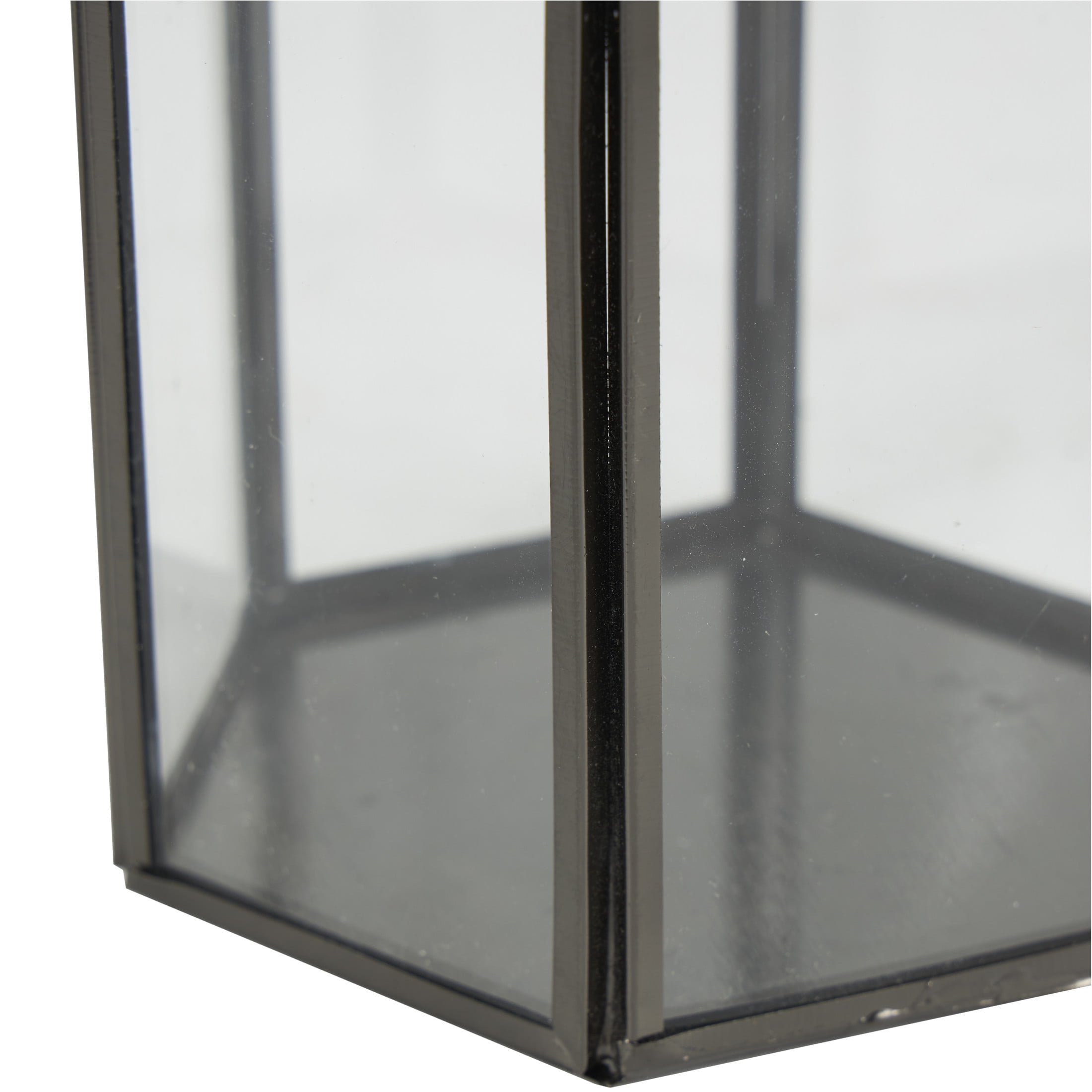 CosmoLiving by Cosmopolitan 3 Holder Clear Metal Geometric Hexagon Shaped Candle Lantern with Clear Glass, Set of 3
