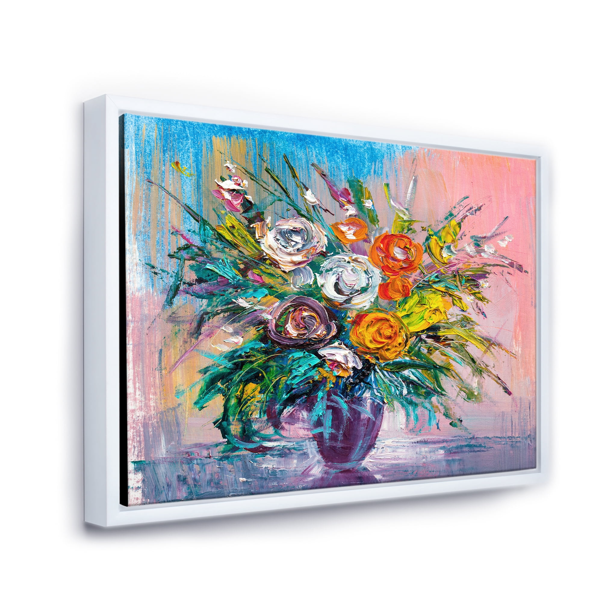 Designart 'Bouquet Of Vibrant Colored Flowers' Traditional Framed Canvas Wall Art Print