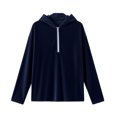 thumbnail image 5 of tarylea Velour Hoodies for Women Long Sleeve Half Zipper Pullover Tops Casual Loose Fall Plain Tops, 5 of 5