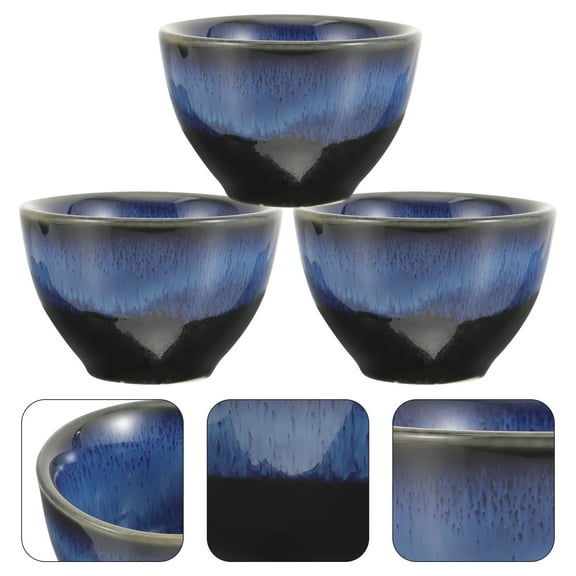 OUNONA Blue Japanese Style Ceramics Cups Set of 4 for Kitchen Use Perfect for Tea Wine or Cold Drinks