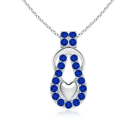 ANGARA Lab Grown 1.71 Ct Blue Sapphire Pendant with Puffed Heart for Women in 14K White Gold (Size-2.5mm) | September Birthstone Anniversary Jewelry Gift for Women | Lab-Grown Blue Sapphire Necklace