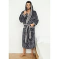 thumbnail image 4 of VULCANODON Mens Hooded Robe, Big and Tall Full Length Plush Robe for Men Long Fleece Bathrobe（Dark Grey/Light Grey, Small-Medium）, 4 of 7