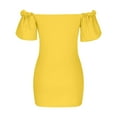 thumbnail image 6 of Women Dresses Plus Dresses Sexy Sleeveless Solid Strapless Fashion Dresses Yellow Trendy Skirt Size 3XL, 6 of 6