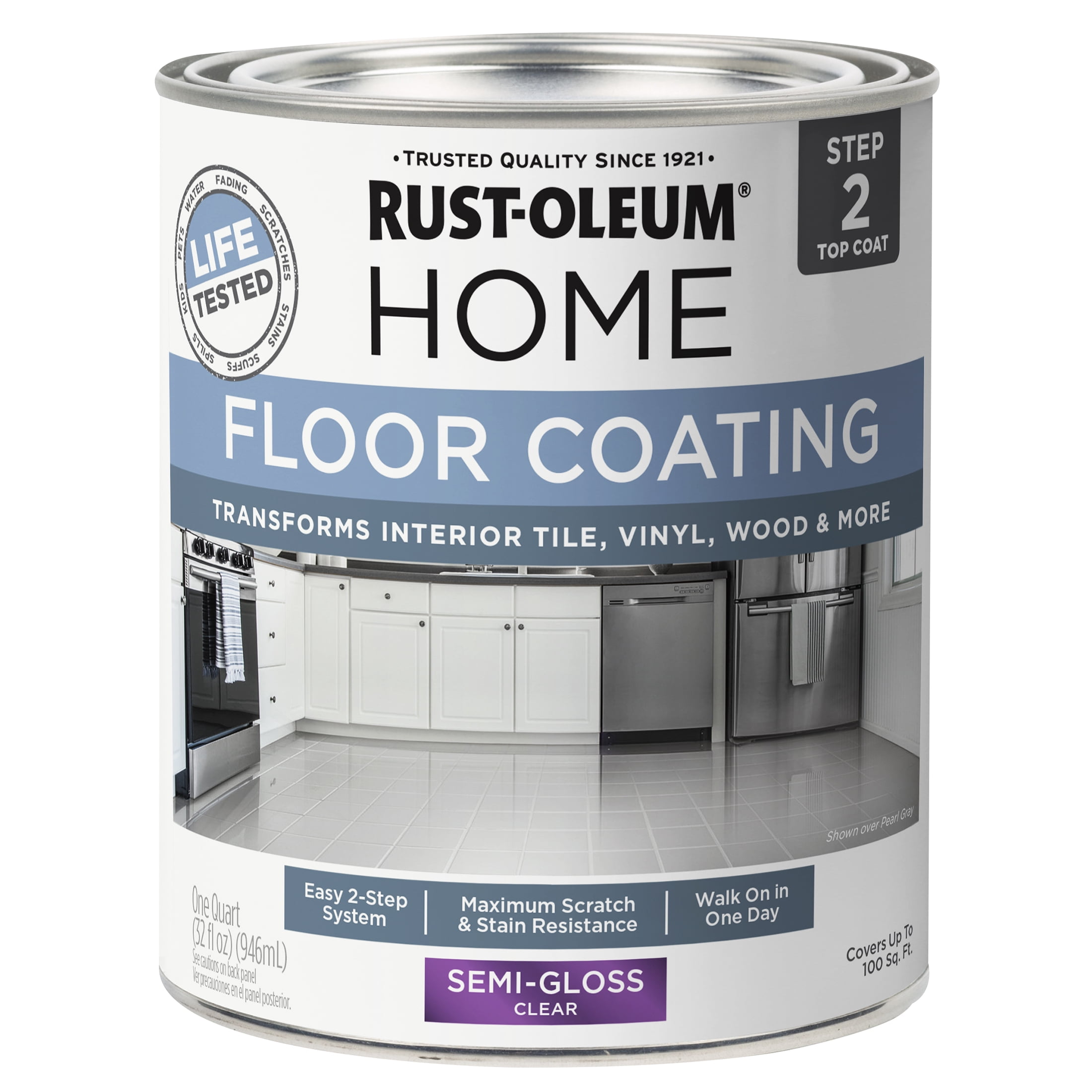 6 Pack, Top Coat, Rust-Oleum Home Floor Paint Semi-Gloss - 358870, Quart