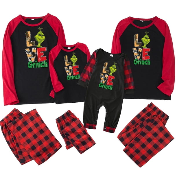 Pijamas navideños a juego Grinch - TKing Fashion 2024 Nuevos conjuntos de pijamas navideños familiares a juego Grinch, pijamas navideños navideños para parejas, adultos y niños, 4 Años