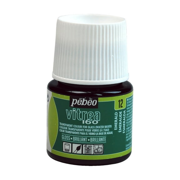 Pebeo Vitrea 160 Glass Paint, 45ml, Glossy, Emerald