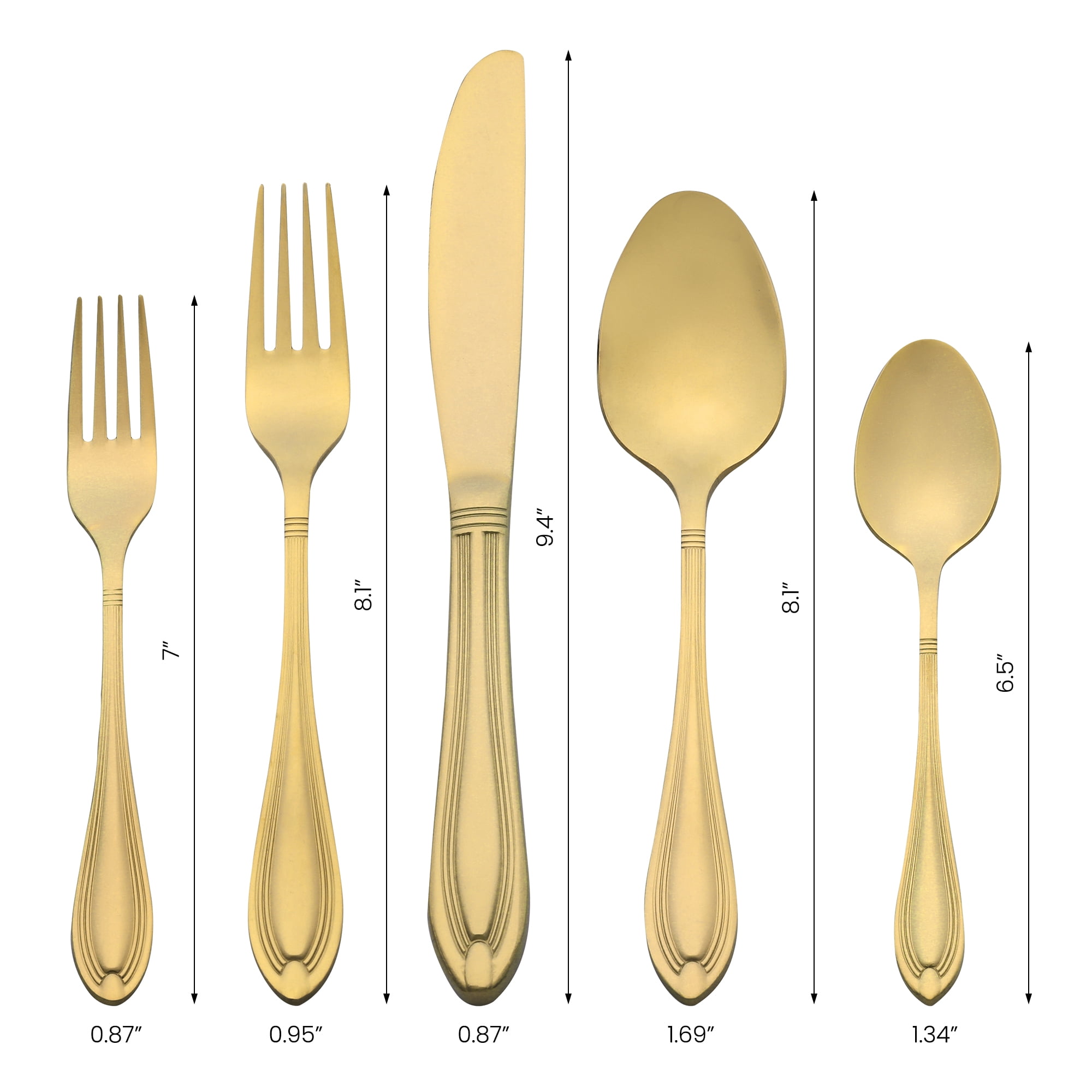 Unique Bargains 20 Pieces Stainless Steel Flatware Silverware Set Gold