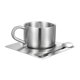 thumbnail image 2 of Juego de tazas de café de acero inoxidable, plato para servir, taza de té reutilizable, aislante para cafetería, restaurante, cocina, hogar, viajes., 2 of 8