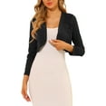 thumbnail image 5 of DARING DIVA Women's Elegant Bolero Shrug Lace Insert Crop Cardigan M Black, 5 of 6
