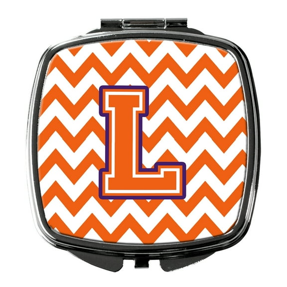 Letter L Chevron Orange and Regalia Compact Mirror