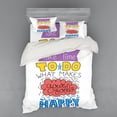 thumbnail image 1 of Inspirational Duvet Cover Set, Take Time to Do What Makes Your Soul Happy Cheerful Hand Lettering Style, Bedding Set with Shams and Fitted Sheet, 3 Sizes, by Ambesonne, 1 of 3