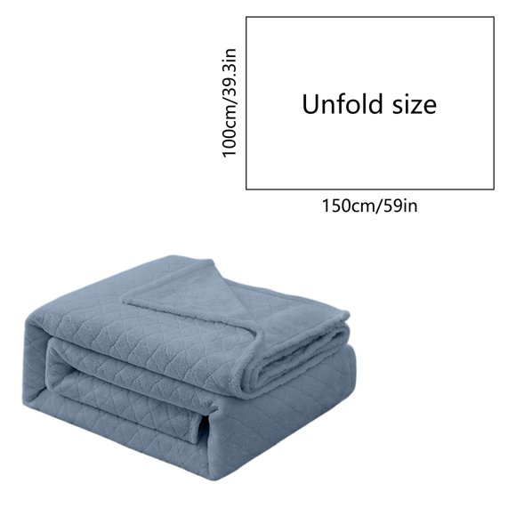 Coral Fleece Cooling Blanket Diamond Pattern Lightweight Throw Office Nap Cover Soft Polyester All Season Use 59x39 Inches Blue Blue