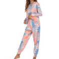 thumbnail image 3 of Defitshape Women's Long Sleeve Pajama Set Soft Pant Pajamas Cute Long Tie Dye Printed 2 Piece Fall Spring Sleeping Pjs Blue X-Large, 3 of 4