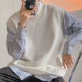thumbnail image 2 of Suéteres de punto sin mangas lisos para hombre, ropa de color liso para hombre, chaleco con cuello en V, blanco, grueso, coreano, para invierno y otoño, 2 of 5