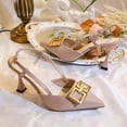 thumbnail image 5 of GERsome Womens Stiletto Heels Slingback Slip-On Closed Pointy Toe Pumps Dress Shoes for Business Wedding Party, Pink Size 9, 5 of 10