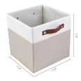 thumbnail image 4 of Unique Bargains Storage Cube Fabric Storage Bin with Handles Khaki 11*11*11in, 4 of 6