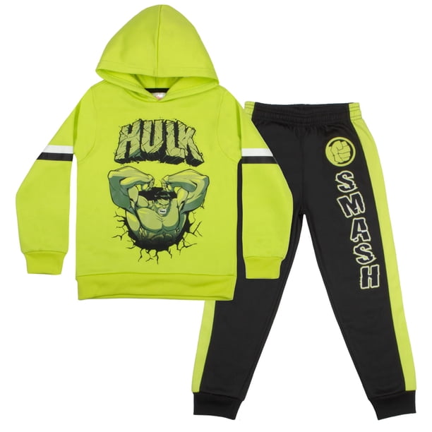 Conjunto de 2 Piezas para Niños Marvel con Sudadera con Capucha y Pantalones de Forro Polar del Hulk
