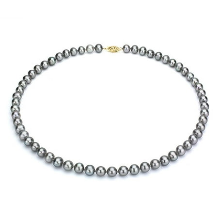 Ultra-Luster 5-6mm Grey Genuine Cultured Freshwater Pearl 18 Necklace and 14kt Yellow Gold Filigree Clasp