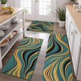 thumbnail image 2 of Teal Gold Marble Pattern Kitchen Rugs Sets Of 3,Kitchen Runner Rugs Non Skid Washable,Decorative Kitchen Floor Mats for Kitchen,Sink,Laundry,17"x30"+ 17"x47" + 17"x59", 2 of 6