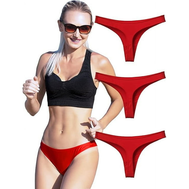 XmhyTop Pack de 3 tangas mujer algodón, sin costuras, transpirables y diseño atractivo,Talla 2XL Rojo