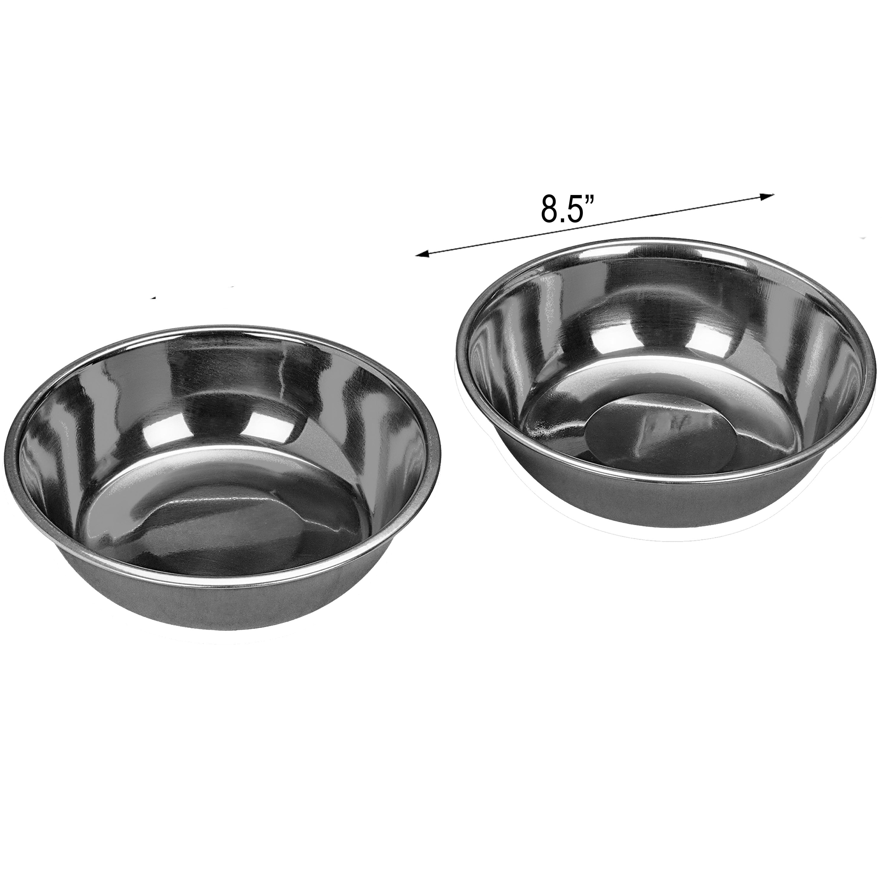Pet Double SIlver Bowl Feeder Luxury Walnut Wood Station Large