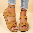 thumbnail image 7 of CAIXIA Womens Sandals Comfortable Women's Hook and Loop Strap Casual Sandals with Mid Heel Comfortable Walking Footwear for Ladies and Girls,Yellow, 7 of 7