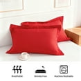 thumbnail image 4 of 2 Pack Standard Brushed Microfiber Pillow Shams with 2" Flange, Super Soft and Cozy, Wrinkle, Fade, Stain Resistant Sham, Red, 20x26 inches, 4 of 8