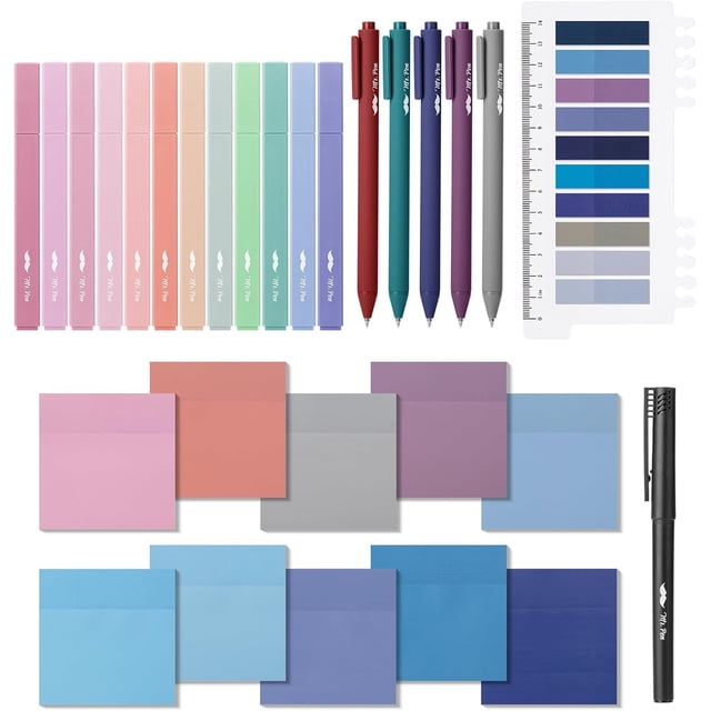 Aesthetic Book Annotation Kit Aesthetic Highlighters and Gel Pens Transparent Sticky Notes Transparent Sticky Tabs for Books No Bleed Highlighters for Bible Pages No Bleed