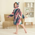 thumbnail image 4 of FORMRS Niños Bathrobe Unisex Hooded Robe Soft Plush Pajamas Sleepwear, Size 7-9T, Pink Geometric, 4 of 7