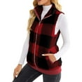 thumbnail image 6 of QQAMB Women's Vest Winter Warm Plush Plaid Printed Sleeveless Lapel Zipper Vest Oversized 2023 Fashion Vest Wine 3XL, 6 of 8