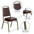 thumbnail image 3 of Emma + Oliver Trapezoidal Back Stacking Banquet Chair, Brown Vinyl/Gold Frame, 3 of 11