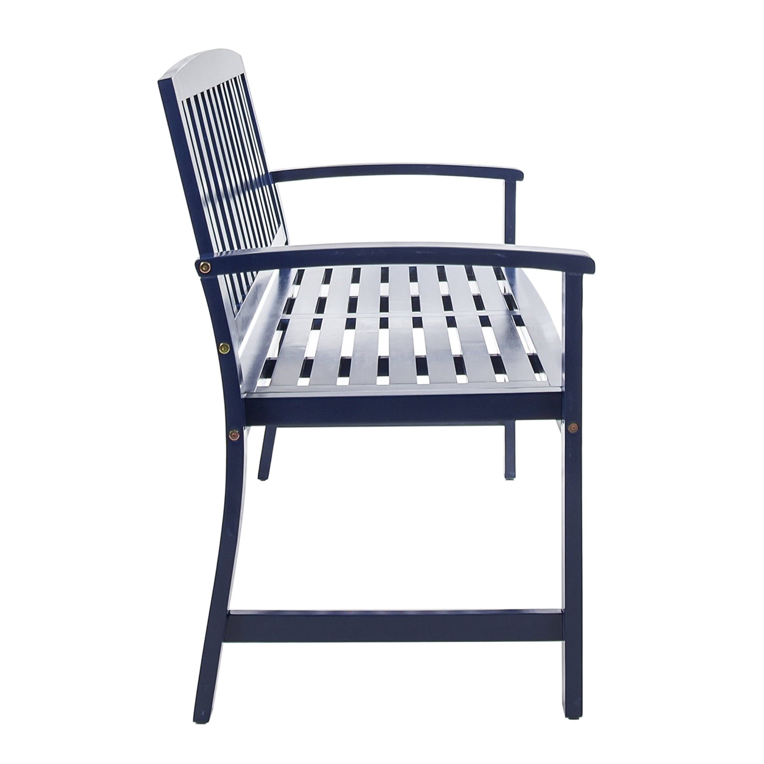 Outdoor Farmhouse Style Wood Leisure Bench, Retro Rest Seat for Patio Garden, Navy Blue