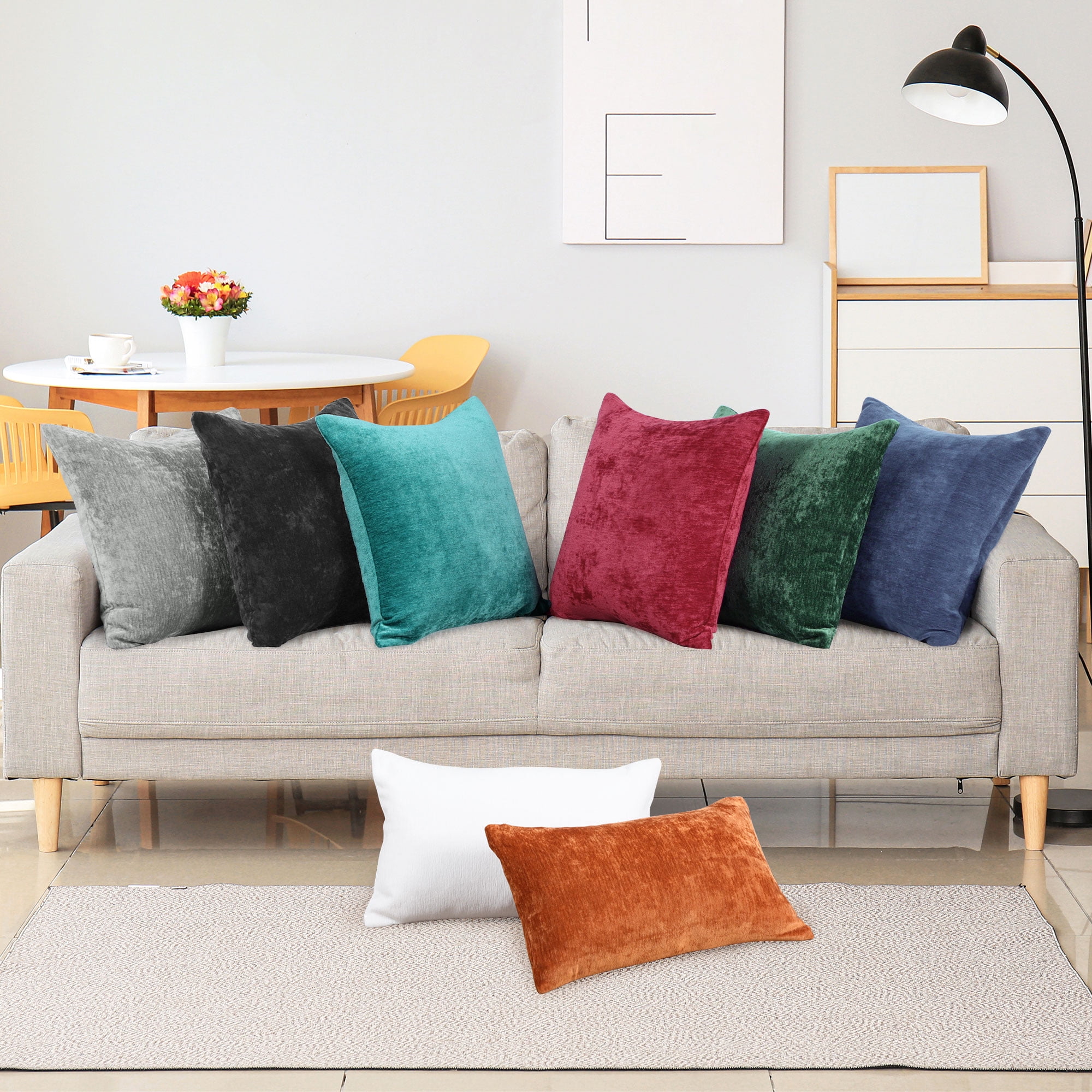 Unique Bargains Set of 2 Soft Water Repellent Throw Pillow Covers Burnt Orange 16x16 Inch (NO PILLOW INSERTS)