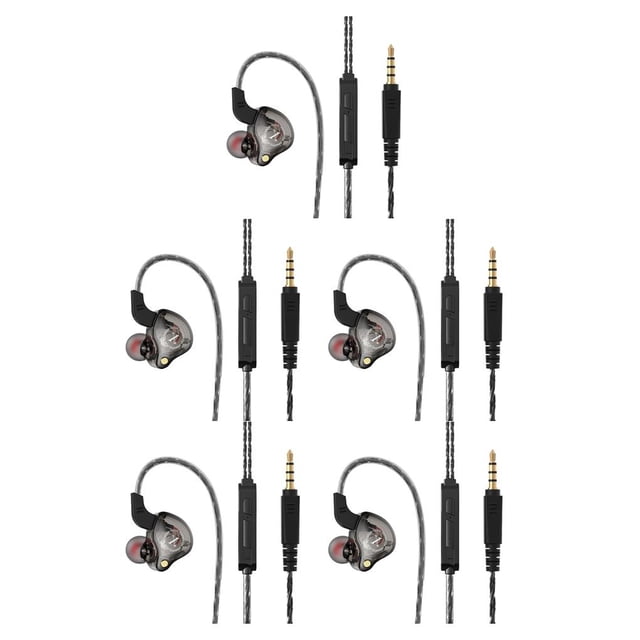 Injueey Auriculares con cable Cable TPE Gancho para la oreja Auriculares internos Auriculares para el hogar Negro 5Conjunto