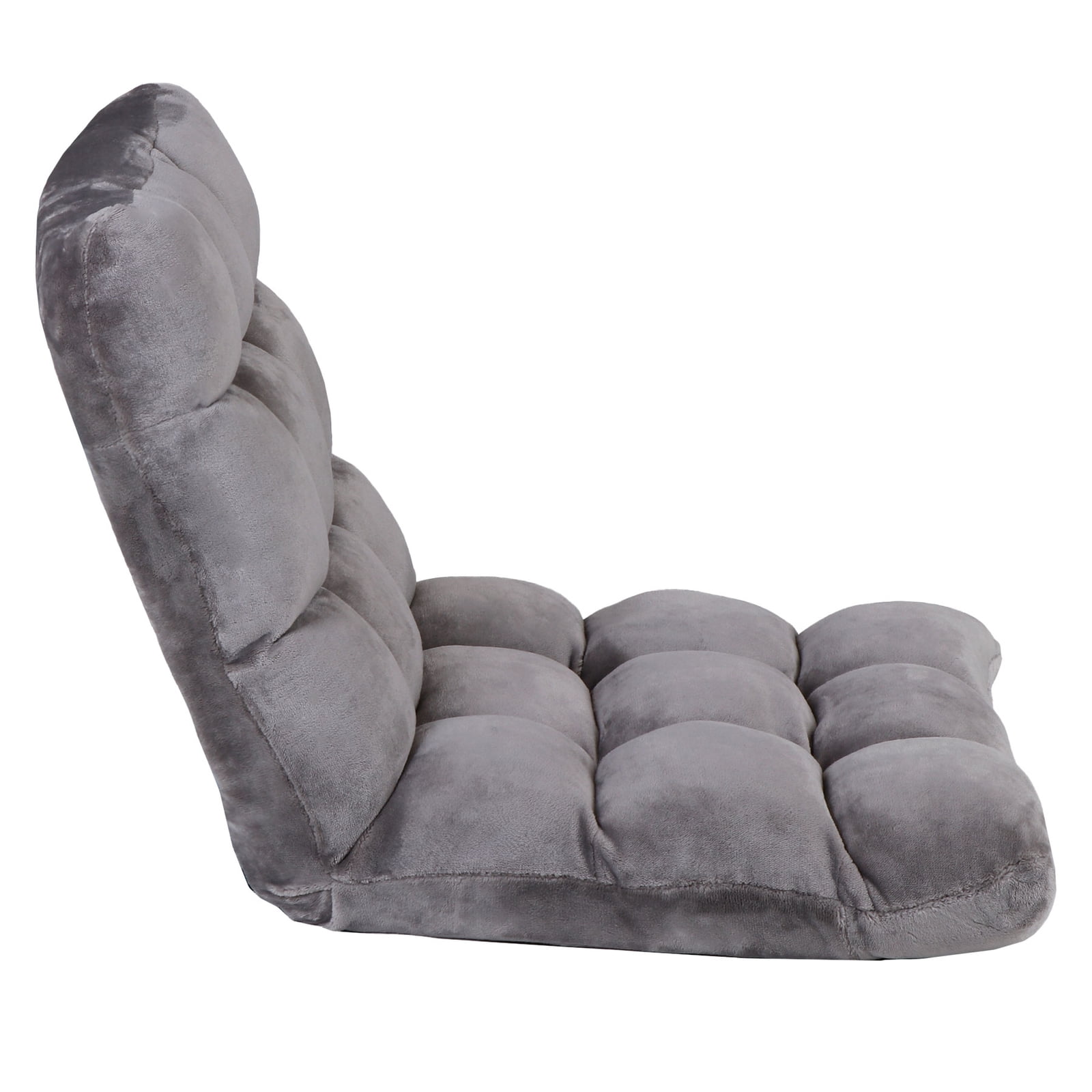 WDZS 14-Position Folding Floor Chair Gaming Sofa Cushioned Padded Reclining Bed Lounge Couch Seating for Comfy Reading, Reading, Gaming, Relaxing, Watching TV,Gray