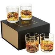 Whiskey Glass 10 oz, Old Fashioned Glasses Set of 4 for Scotch Bourbon