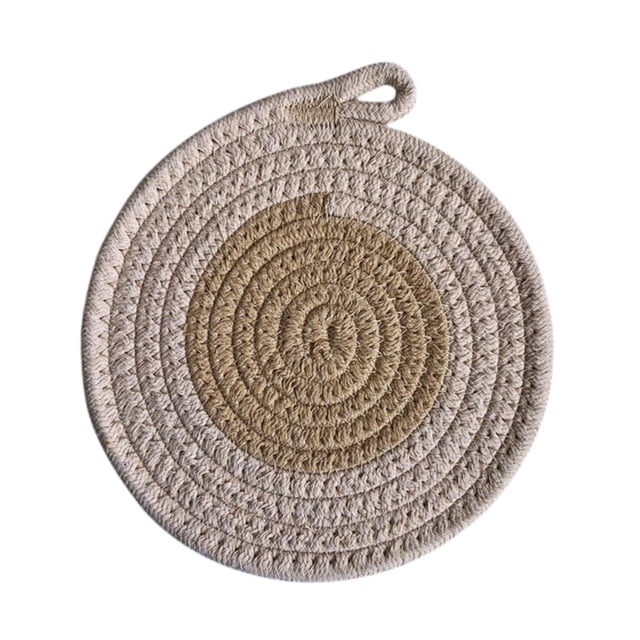 Siruishop Braided Place Mat Non Slip Cotton Rope Placemat for Kitchen Countertop Decor 18cm