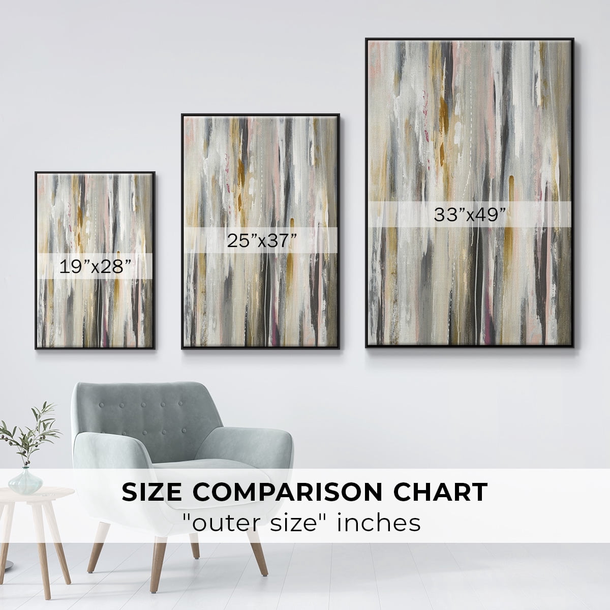 Color Ripple Framed Premium Gallery Wrapped Canvas - Ready to Hang - 27 x 41 - Black Floating Frame