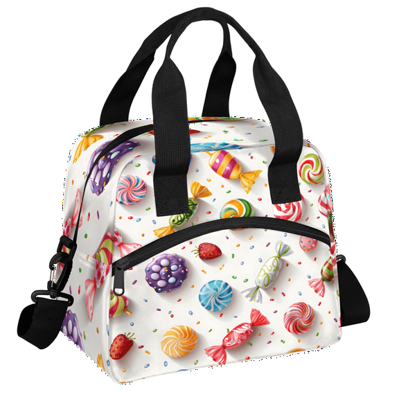 Herdesigns Candy Insulated Lunch Bag for Women Men Adults Large Reusable Lunch Box Colorful Candy Leakproof Cooler Tote Bags with Adjustable Shoulder Strap