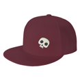 thumbnail image 1 of DouZhe Flat Brim Cap Snapback Hat, Halloween Skeleton Prints Adjustable Red Adult Baseball Cap, 1 of 6