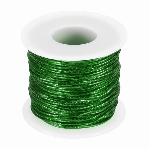 Uxcell 1mm Metallic Elastic Cords, Tinsel Elastic Stretch String Cord Thread Braiding Rope for Craft Making Gift Wrapping Ornaments, Green, 27 Yards Each