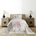 thumbnail image 3 of Ambesonne Feminine Quilted Coverlet 2 Pcs, Cartoon on White Horse, Twin Size, Cream Pink, 3 of 4
