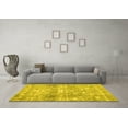 thumbnail image 3 of Ahgly Company Machine Washable Indoor Round Abstract Yellow Contemporary Area Rugs, 3' Round, 3 of 4
