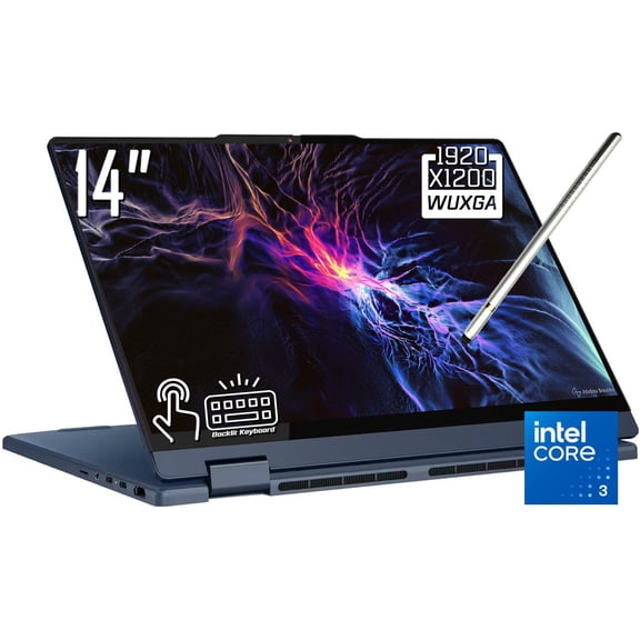 Lenovo Chromebook Plus 14 2-in-1 Laptop, 14" FHD 1920 x 1200 IPS LCD Touchscreen, Intel Core 3 N355, Wi-Fi 6E, 5MP Camera, Stylus Pen, Chrome OS (8GB DDR5 RAM 128GB UFS)